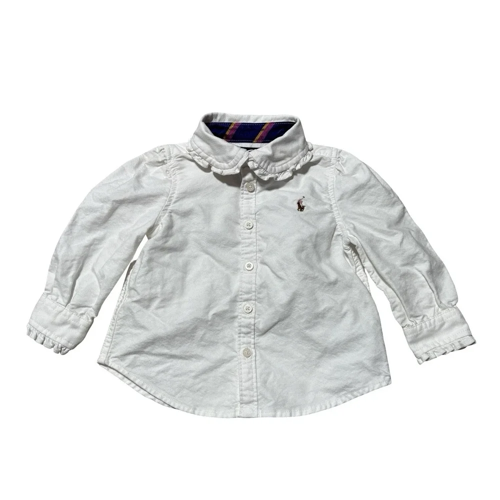 Ralph Lauren Toddler Boys 9M Oxford Button Down Shirt Long Sleeve 10.5 x‎ 11